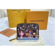 Louis Vuitton N60492 Zippy Coin Purse in Damier Ebène coated canvas With Red