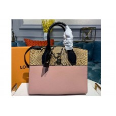 Louis Vuitton N95924 City Steamer MM handbags Pink Grained calfskin and python leather Louis Vuitton N95924 City Steamer MM handbags Pink Grained calfskin and python leather