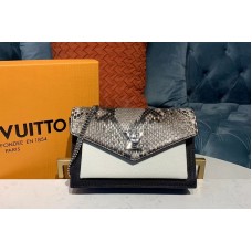 Louis Vuitton N97000 Mylockme Chain Pochette bags Black/Beige Calf leather and python skin Louis Vuitton N97000 Mylockme Chain Pochette bags Black/Beige Calf leather and python skin