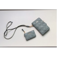 Christian Dior Sior Caro Multifunctional Pouch in Light Blue Supple Cannage Calfskin Christian Dior Sior Caro Multifunctional Pouch in Light Blue Supple Cannage Calfskin