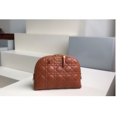 Christian Dior Sior Caro Beauty Pouch in Brown Supple Cannage Calfskin Christian Dior Sior Caro Beauty Pouch in Brown Supple Cannage Calfskin