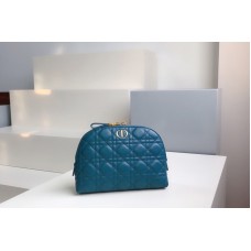 Christian Dior Sior Caro Beauty Pouch in Blue Supple Cannage Calfskin Christian Dior Sior Caro Beauty Pouch in Blue Supple Cannage Calfskin