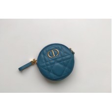 Christian Dior Sini Dior Caro round pouch in Blue Cannage Lambskin Christian Dior Sini Dior Caro round pouch in Blue Cannage Lambskin