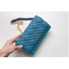 Christian Dior Sior Caro belt pouch With Chain Bag in Blue Supple Cannage Calfskin Christian Dior Sior Caro belt pouch With Chain Bag in Blue Supple Cannage Calfskin