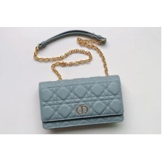 Christian Dior Sior Caro belt pouch With Chain Bag in Light Blue Supple Cannage Calfskin Christian Dior Sior Caro belt pouch With Chain Bag in Light Blue Supple Cannage Calfskin
