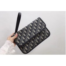 DIOR SZQ OBLIQUE CLUTCH in blue Dior Oblique jacquard canvas DIOR SZQ OBLIQUE CLUTCH in blue Dior Oblique jacquard canvas