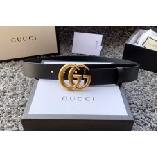 Gucci 35mm Leather belt with Gold Double G buckle in Black Leather