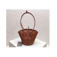 Bottega Veneta Small Basket Tote Bags Brown French Calf Leather