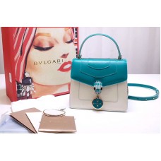 Bvlgari Serpenti Forever Flap Cover Bags Blue/White Calf Leather Bvlgari Serpenti Forever Flap Cover Bags Blue/White Calf Leather
