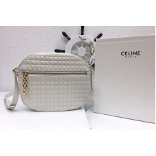 Celine Quilted Calfskin Medium C Charm Bags White Celine Quilted Calfskin Medium C Charm Bags White