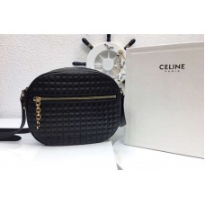 Celine Quilted Calfskin Medium C Charm Bags Black Celine Quilted Calfskin Medium C Charm Bags Black