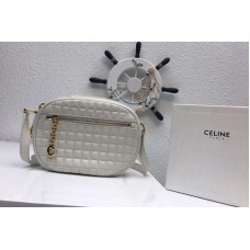 Celine Quilted Calfskin Small C Charm Bags White Celine Quilted Calfskin Small C Charm Bags White