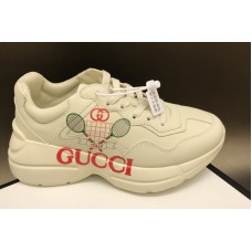Women and Men Gucci Rhyton Tennis Sneakers in White Leather Women and Men Gucci Rhyton Tennis Sneakers in White Leather