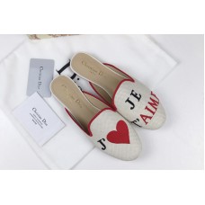 Women&# Dior Baby-D Beige Embroidered slippers and Shoes with je t’aime Embroidered Women&# Dior Baby-D Beige Embroidered slippers and Shoes with je t’aime Embroidered