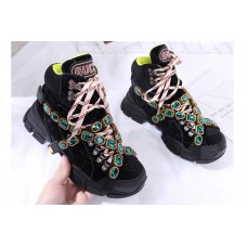 Mens/Women&# Gucci Flashtrek sneaker with removable crystals Black Suede Mens/Women&# Gucci Flashtrek sneaker with removable crystals Black Suede
