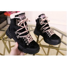 Mens/Womens Gucci Flashtrek sneaker Black Suede with shearling lining Mens/Womens Gucci Flashtrek sneaker Black Suede with shearling lining