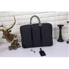 Louis Vuitton N41125 Porte-Documents Voyage Bag in Damier Graphite Canvas Louis Vuitton N41125 Porte-Documents Voyage Bag in Damier Graphite Canvas