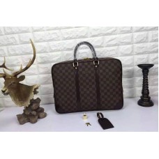 Louis Vuitton N41125 Porte-Documents Voyage Bag in Damier Ebene Canvas
