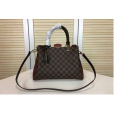 Louis Vuitton N41675 Brittany Bag in Damier Ebene Canvas  With Bordeaux Calf Leather