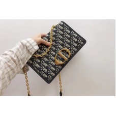 DIOR OBLIQUE FLAP CHAIN BAG in blue Dior Oblique jacquard canvas DIOR OBLIQUE FLAP CHAIN BAG in blue Dior Oblique jacquard canvas